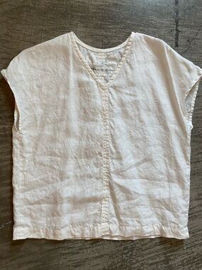 notPERFECTLINEN Malta Linen Top Tee Cream S/M